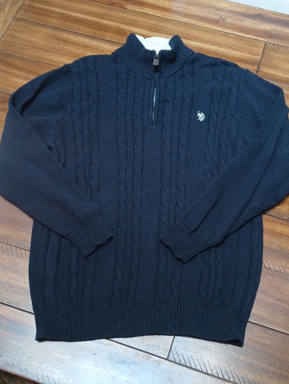 U.S. Polo Assn. Navy Cable Knit Quarter-Zip Sweater